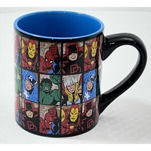 Marvel Comics Avengers Grid Coffee Mug 14oz Spiderman Hulk Thor Iron Man Ceramic